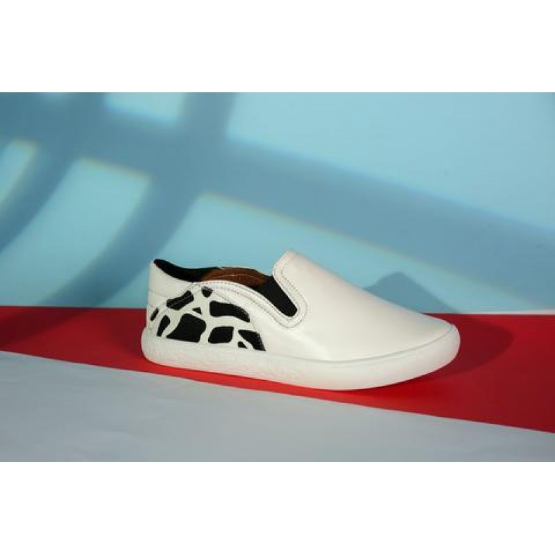 White Sneaker With Side Cow Print