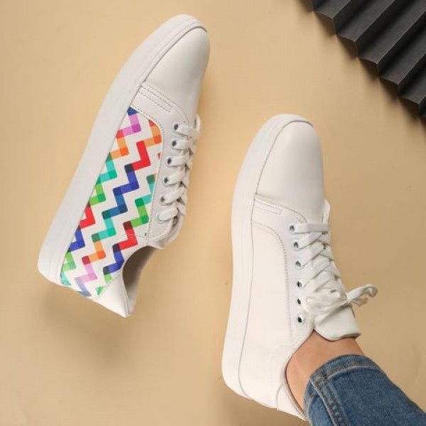 White Sneaker With Printed Colors
