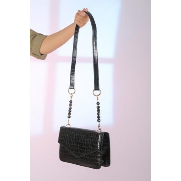 Rectangle Black Bag With Agate Stone