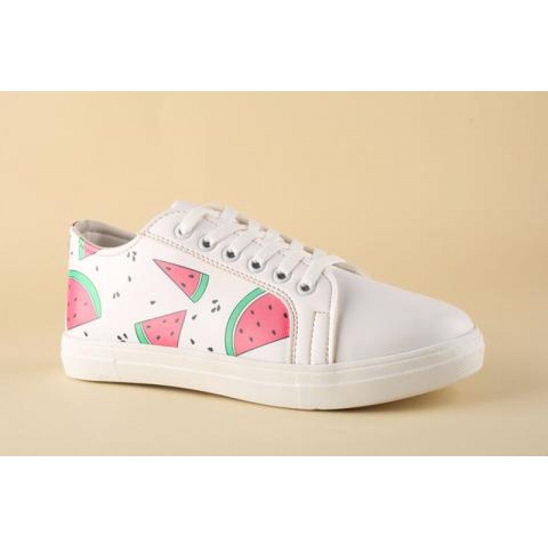 White Sneaker With Watermelon Painting